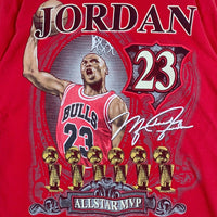 90's MICHAEL JORDAN マイケルジョーダン ALL STAR MVP イラストプリント Tシャツ OCEAN BAY レッド Size M 福生店