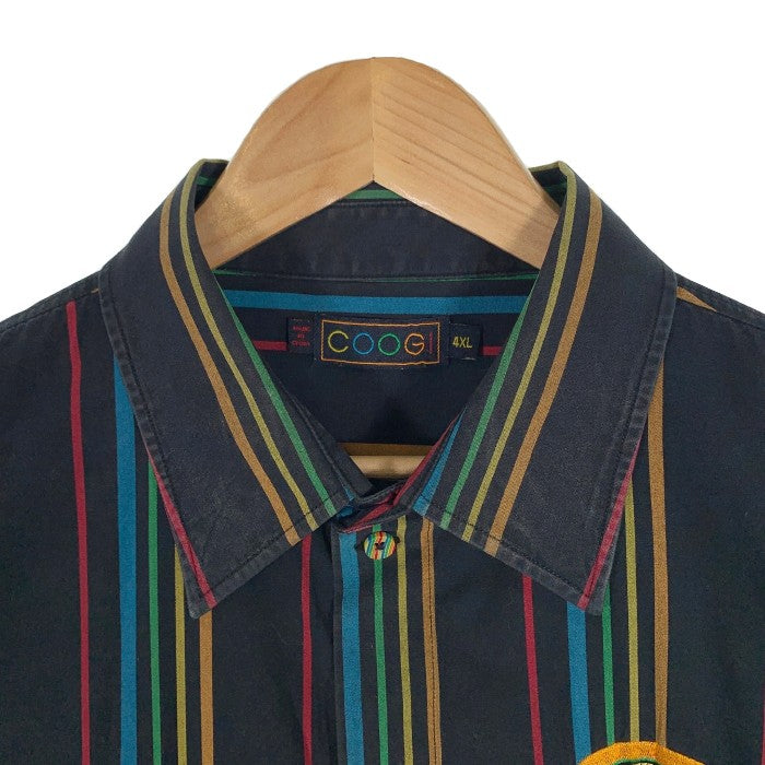 COOGI クージー ストライプ 刺繡 シャツ ブラック Size 4XL 福生
