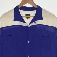 RATS ラッツ BOWLING SHIRT ボーリングシャツ レーヨン リネン ブルー Size XL 福生店