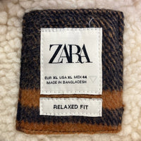 ZARA ザラ アウター ブルゾン チェック柄 ボア ジャケット グリーン sizeXL 瑞穂店