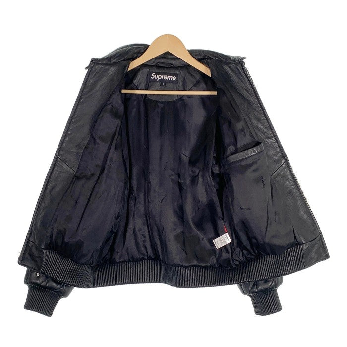フライトジャケットSUPREME シュプリーム 18AW Quilted Studded Leather Jacket キルト スタッズ レザージャケット 中綿 ブラック Size S