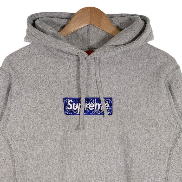 SUPREME シュプリーム 19AW Bandana Box Logo Hooded Sweatshirt バンダナボックスロゴ スウェットパーカー  グレー Size S 福生店