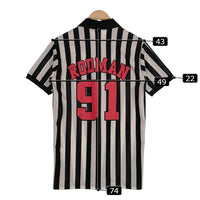 90's Dennis Rodman デニスロッドマン レフェリーシャツ ストライプ ハーフジップ ブラック ホワイト USA製 Size M 福生店