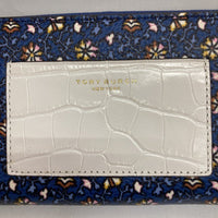 TORY BURCH トリーバーチ ラウンドファスナー 長財布 ボタニカル花柄 ブルー 瑞穂店