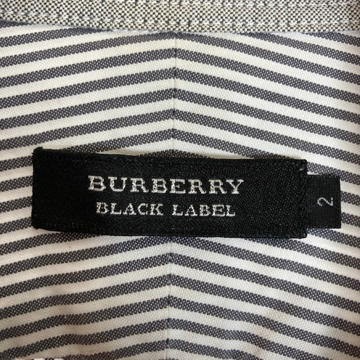 BURBERRY BLACK LABEL バーバリー ブラックレーベル ストライプシャツ グレー×ホワイト size2 瑞穂店
