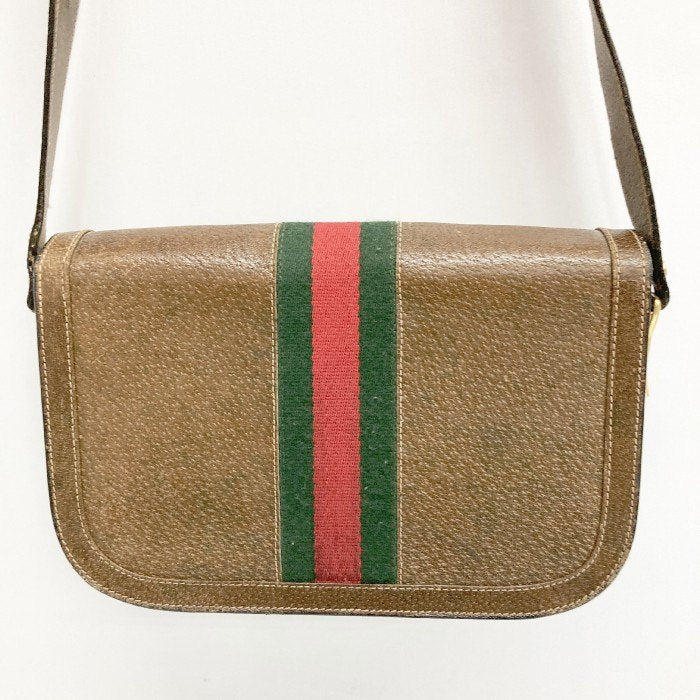 OLD GUCCI オールドグッチ レザー ショルダーバッグ シェリーライン ブラウン 瑞穂店