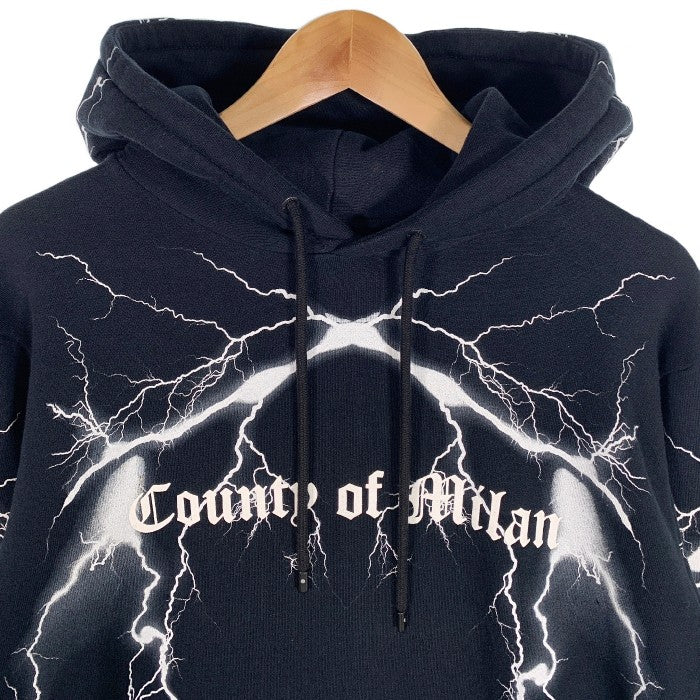 MARCELO BURLON マルセロバーロン 17AW TELGO HOOD プリント プルオーバースウェットパーカー ブラック Size L 福生店