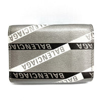 BALENCIAGA バレンシアガ 551921 1480 三つ折り ミニ財布 エブリデイ コンパクトウォレット ロゴ レザー シルバー 瑞穂店