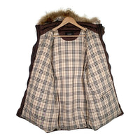 BURBERRY BLACK LABEL バーバリーブラックレーベル ダウンジャケット フード フォックスファー ノバチェック ブラウン Size M 福生店
