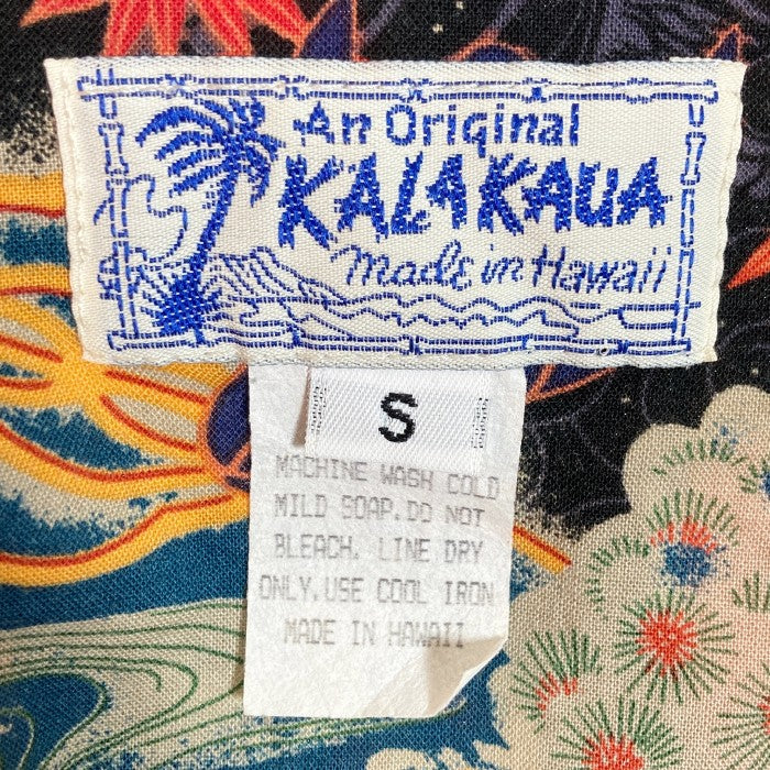 KALAKAUA カラカウア 和柄 金魚 アロハシャツ 総柄 ブラック sizeS 瑞穂店