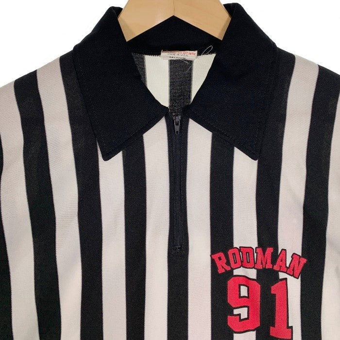 90's Dennis Rodman デニスロッドマン レフェリーシャツ ストライプ ハーフジップ ブラック ホワイト USA製 Size M 福生店