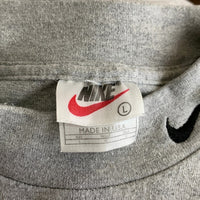 90's NIKE ナイキ モックネック ロングスリーブTシャツ ネック刺繍 グレー USA製 Size L 福生店