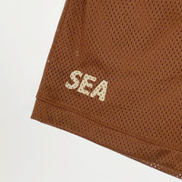 WIND AND SEA ウィンダンシー × VIOLA&ROSES ヴィオラアンドローゼス flower メッシュショートパンツ バスパン ブラウン Size L 福生店