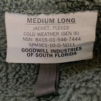 U.S.ARMY GEN3 フリースジャケット GOODWILL 10年会計 グリーン Size M-L 福生店
