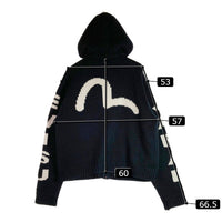 EVISU エヴィス カウチン ウール ニット パーカー 黒 ブラック size38 瑞穂店