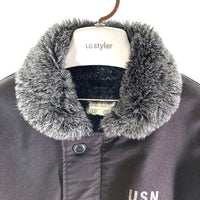 YMCLKY ワイエムシーエルケーワイ N-1・NAVY DEPARTMENT・CONTRACT NXsx 15122 40s復刻 ジャングルクロス 裏ボア USN 米海軍デッキジャケット ブラック sizeM 瑞穂店