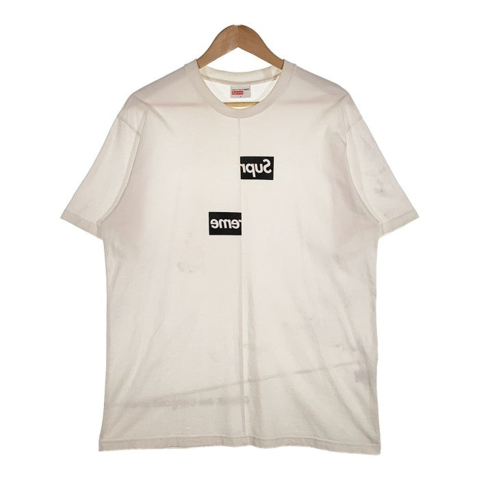 SUPREME シュプリーム 18AW COMME des GARCONS SHIRT コムデギャルソンシャツ Split Box Logo Tee  スプリット ボックスロゴ Tシャツ ホワイト Size L 福生店