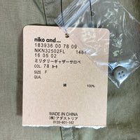 niko and... ニコアンド タグ付き ギャザーミリタリーサロペット ボトムス カーキ sizeF 瑞穂店