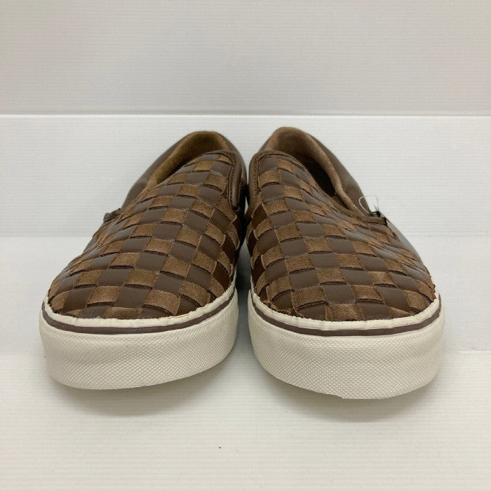 VANS バンズ SLIP-ON スリッポン レザー 編み込み チェッカー DsrtPlm/Mrshm Woven Checkerboard  VN-0IL51JX ブラウン size27.5cm 瑞穂店