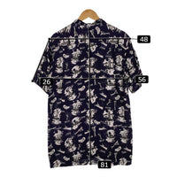 STUSSY ステューシー 総柄プリント オープンカラーレーヨンシャツ ネイビー Size XL 福生店