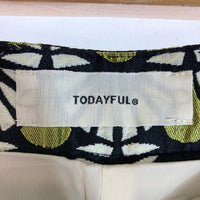 TODAYFUL トゥデイフル Jacquard Slit Trousers ジャガード スリットトラウザー 総柄パンツ 12020706 黒緑 size38 瑞穂店