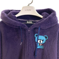 HYSTERIC GLAMOUR ヒステリックグラマー HELLO BEAR刺繍ビッグパーカー パープル sizeFREE 瑞穂店
