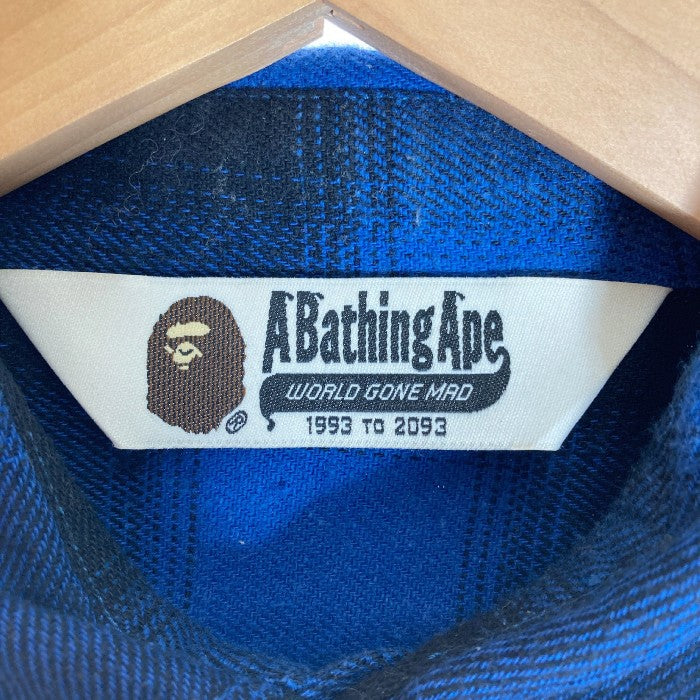 A BATHING APE アベイシングエイプ ブロックチェック シャツ ブルー sizeL 瑞穂店