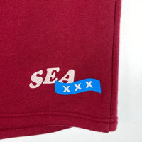 WIND AND SEA × GOD SELECTION XXX / ウィンダンシー × ゴッドセレクショントリプルエックス 20SS SWEAT SHORTS スウェット ショートパンツ ワインレッド sizeM 瑞穂店