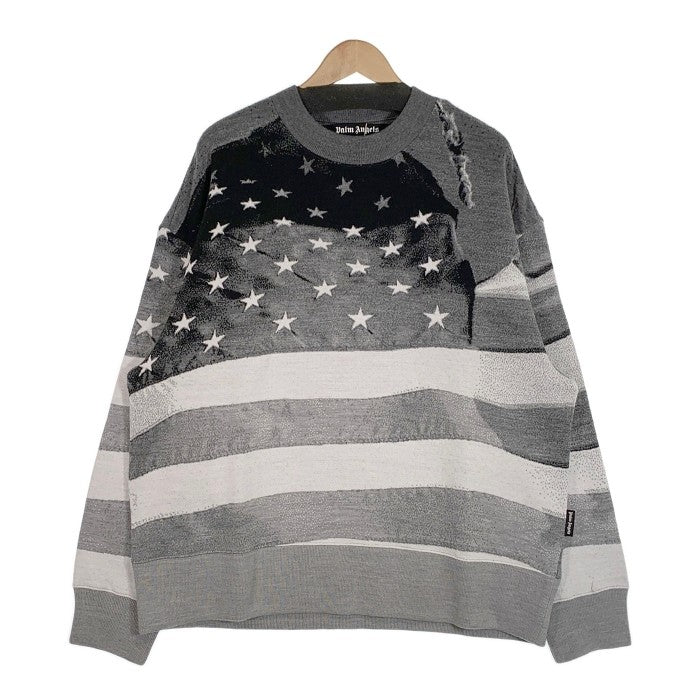 Palm Angels パームエンジェルス 22AW Jacquard Flag Wool Brend Sweater ジャガードフラッグ  ウールブレンド セーター グレー 並行品 Size M 福生店