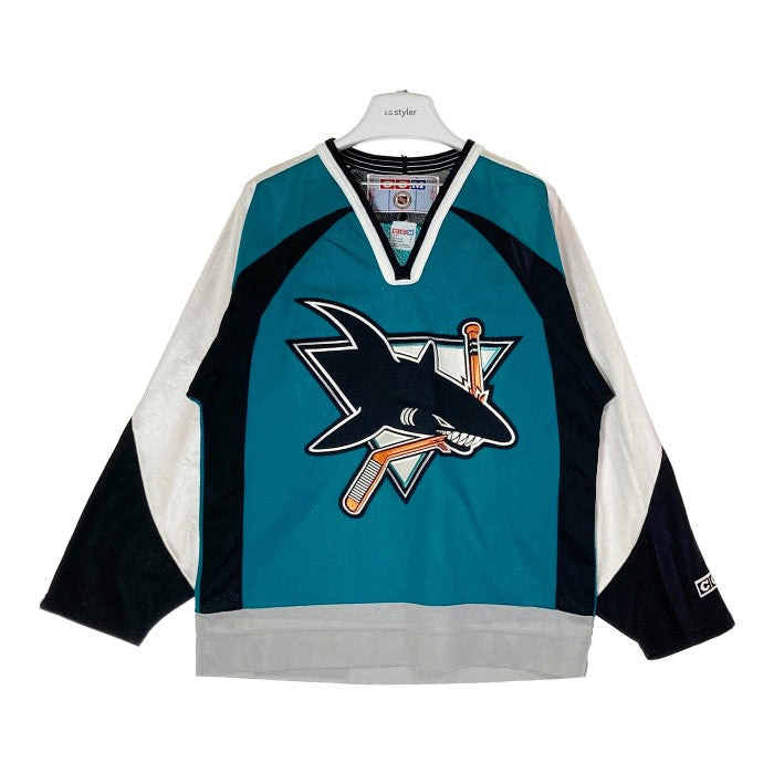 US古着 CCM NHL SAN JOSE SHARKS サンノゼシャークス ゲームシャツ ホッケーシャツ カナダ製 グリーン sizeS 瑞穂店