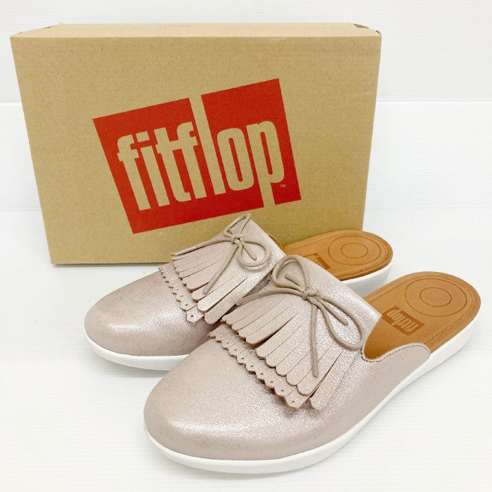 fitflop フィットフロップ SUPERSKATE FRINGE SLIP ON MULES フリンジスリッポン サンダル  ブロンズメタリック(ピンク系) size23cm 瑞穂店