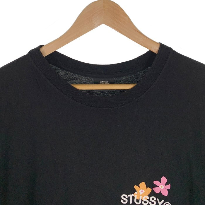 【入手困難デザイン】ステューシー　Tシャツ　黒　フラワーロゴ　フラワーロゴ