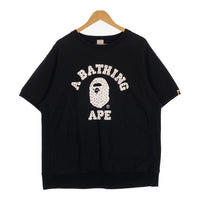 A BATHING APE アベイシングエイプ ラインストーン スウェット クルーネック トレーナー 半袖 ブラック Size L 福生店