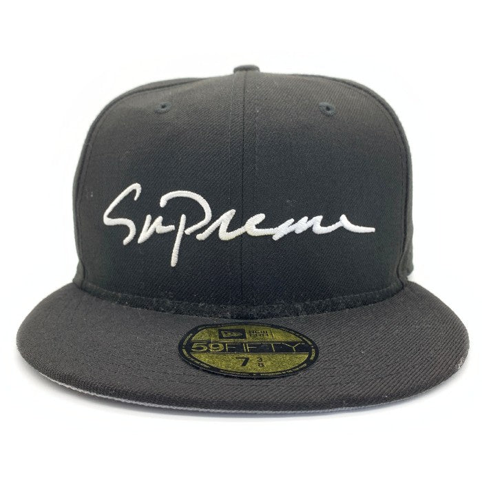 Supreme シュプリーム キャップ NEW ERA ニューエラ クラシック スクリプトロゴ ベースボールキャップ Classic Script Cap 18AW ブラック 黒 7 1/2(59.6cm) 帽子 【メンズ】