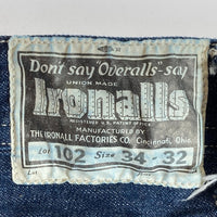 FREEWHEELERS フリーホイーラーズ THE IRONALL FACTORIES Coレーベル Lot 102 DENIM OVERALLS デニムパンツ インディゴ sizeW34 瑞穂店