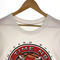 90's CHICAGO BULLS シカゴブルズ 5 TIME NBA CHAMPION Tシャツ PRO PLAYER 袖シングル 裾ダブル ホワイト Size L 相当 福生店