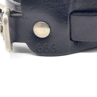 666 トリプルシックス ダブルロングストラップリストバンド レザーブレスレット ブラック 福生店