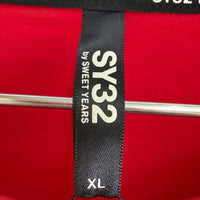 SY32 by SWEET YEARS エスワイサーティトゥバイスィートイヤーズ タグ付き ダブルニット ニットプルオーバー ボックスロゴスウェット 8106 レッド sizeXL 瑞穂店