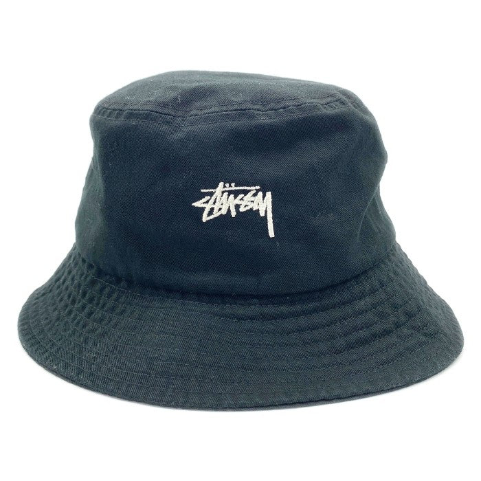 STUSSY ステューシー コットン バケットハット ロゴ刺繡 ブラック Size S/M 福生店