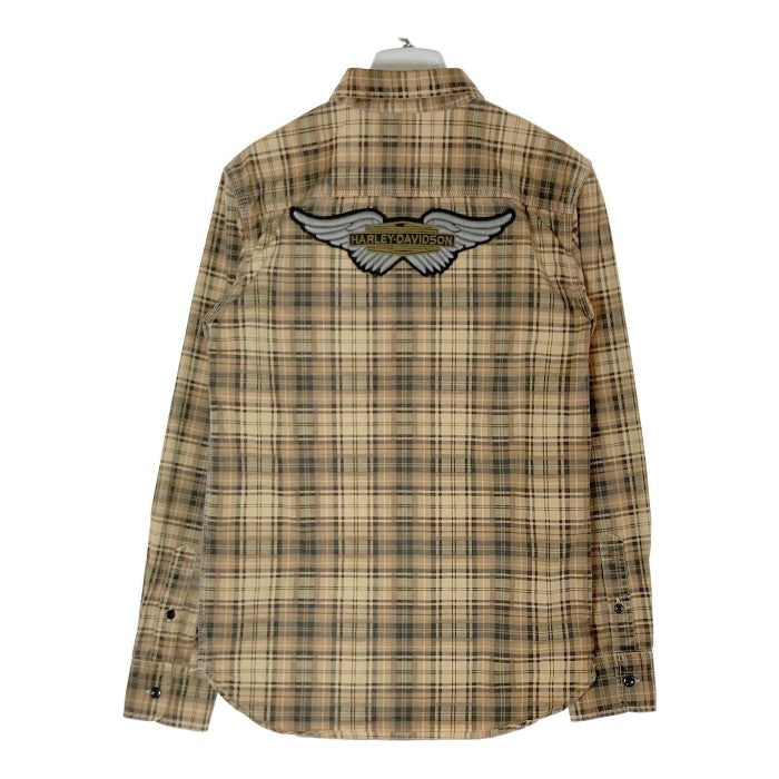 HARLEY-DAVIDSON ハーレーダビッドソン PATCH PRINTED PLAID SHIRT パッチ 刺繍 チェック 長袖 シャツ  96263-18VM イエロー sizeS 瑞穂店