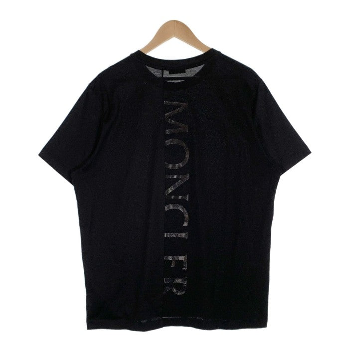 ★新作★MONCLER Tシャツ Ｌ　モンクレール Ｌ　ブラック ラバーワッペン袖丈半袖