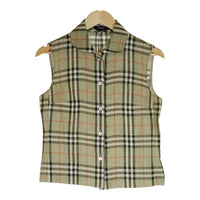 BURBERRY バーバリー ノースリーブシャツ グリーン 麻 size38 瑞穂店