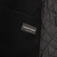 EMPORIO ARMANI エンポリオアルマーニ ジップアップ ニットベスト キルティングライナー 二重構造 ブラック Size 54 福生店