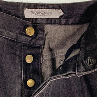 YvesSaintLaurent rivegauche イヴサンローラン リヴゴーシュ ブラックデニムオパンツ センタープリーツ ゴールド金具 Size 48 福生店