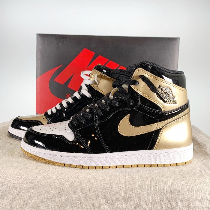 NIKE ナイキ AIR JORDAN 1 RETRO HIGH OG NRG GOLD TOP 3 (861428-001) 2017年 エアジョーダン1 レトロ ハイ ゴールド トップ3 パテント ブラック メタリックゴールド サイズ：US10.5 28.5cm スニーカー【メンズ】