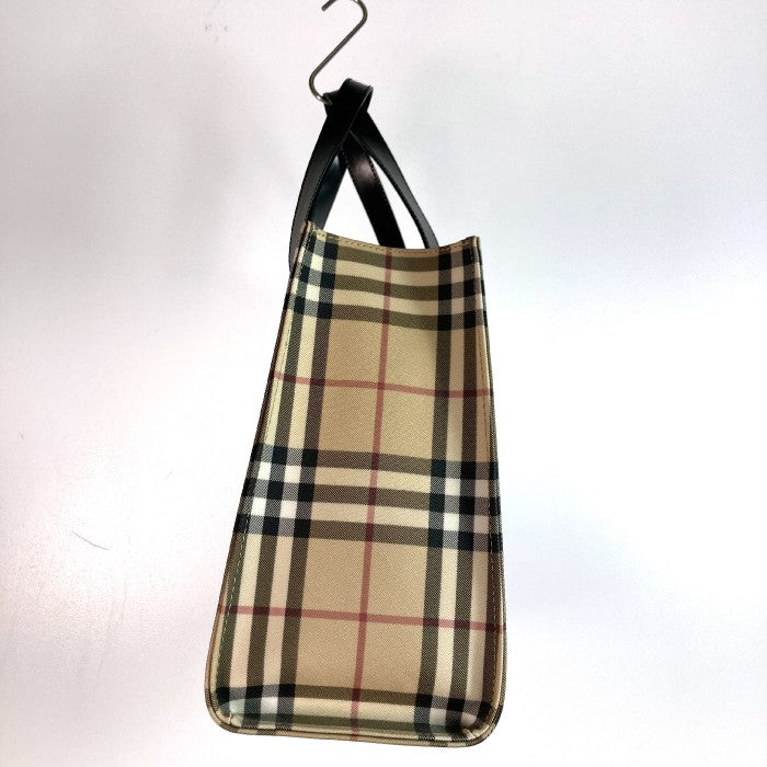 BURBERRY LONDON バーバリー ノバチェック PVC×レザー ハンドバッグ