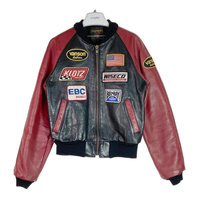 VANSON バンソン スタジャン レザージャケット RPJ TEAM JACKET ライダースジャケット 本革 USモデル ブラック×レッド  size34 瑞穂店