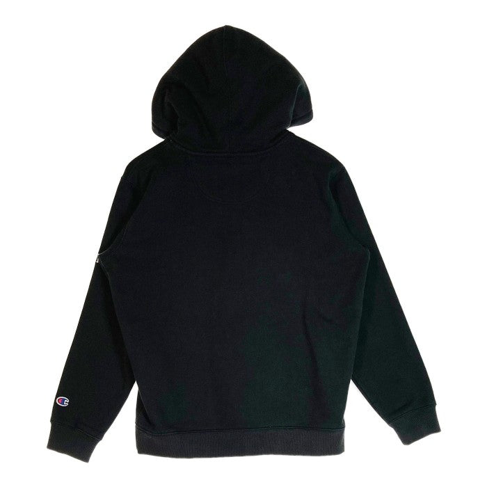 SUPREME × CHAMPION シュプリーム × チャンピオン 17SS Satin Logo Hooded Sweatshirt Black  Blue サテン ロゴ フーディー パーカー ブラック sizeS 瑞穂店
