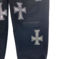 unknown アンノウンRhinestone Cross ラインストーン クロス Sweat pants スウェットパンツ ブラック Size S 瑞穂店