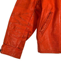 60's~ オールレザー スタジャン スタンドカラー スナップボタン オレンジ Size M 相当 福生店